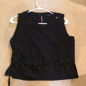 Zara black stitch top